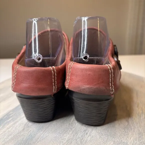 Sanita Nikita Women's Burgundy‎ Leather Slip On Comfort Clogs US Size 9