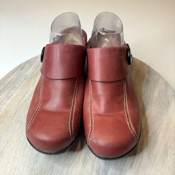 Sanita Nikita Women's Burgundy‎ Leather Slip On Comfort Clogs US Size 9