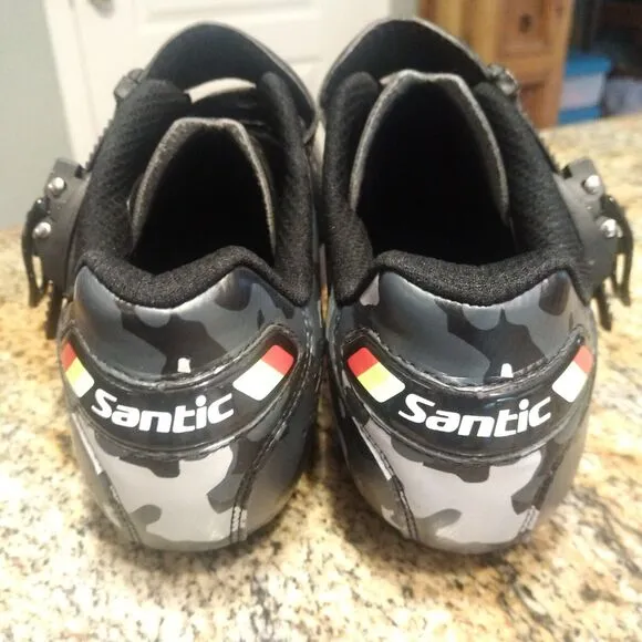 Santic Davee Men's Size 10.5 Road Bike Camouflage Shoes 3-Bolt Road Cleat Gray