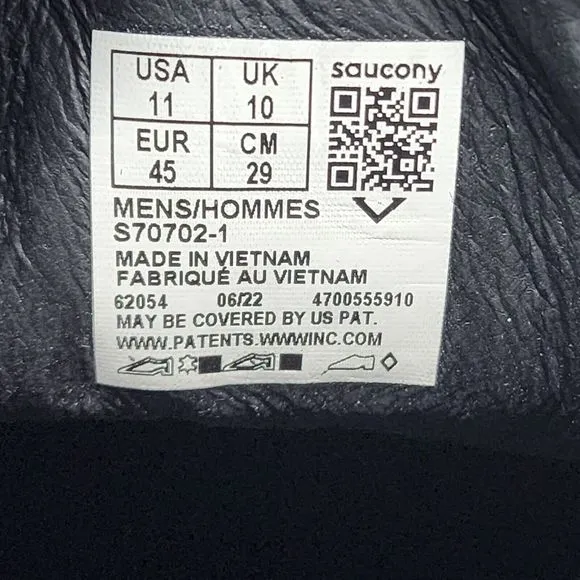 Saucony Running Shoes Mens 11 Black Las Vegas 3D Grid Hurricane Gym Logo Sneaker