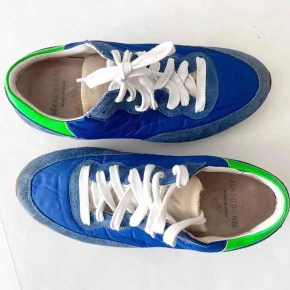 Sid Mashburn Sneakers Tennis Shoes Vintage Old School Blue Green Italy