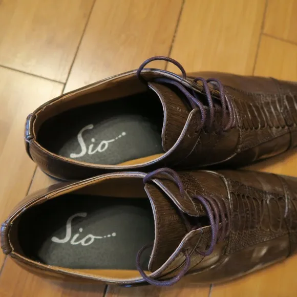 Sio Trenton-065 Brown Croc Woodgrain Oxford Shoes