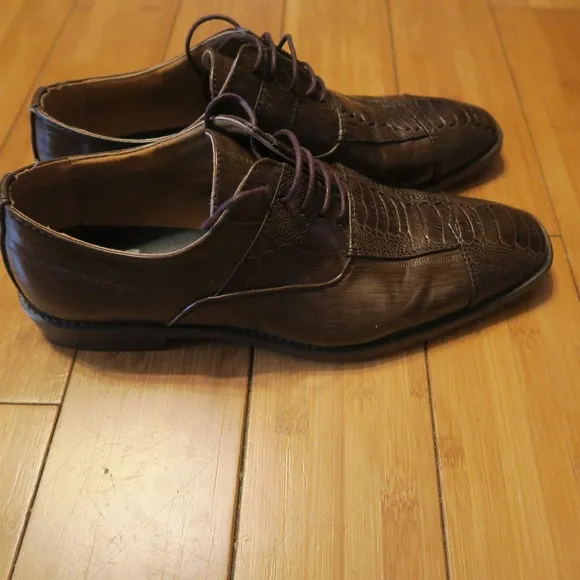 Sio Trenton-065 Brown Croc Woodgrain Oxford Shoes