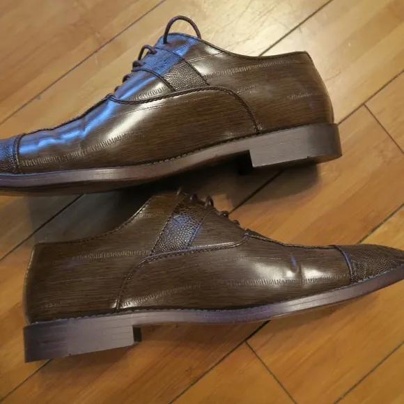 Sio Trenton-065 Brown Croc Woodgrain Oxford Shoes