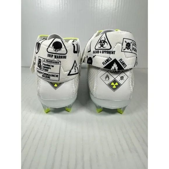 Size 10.5 Mens Under Armour Highlight MC Football Cleats White/Silver NEW
