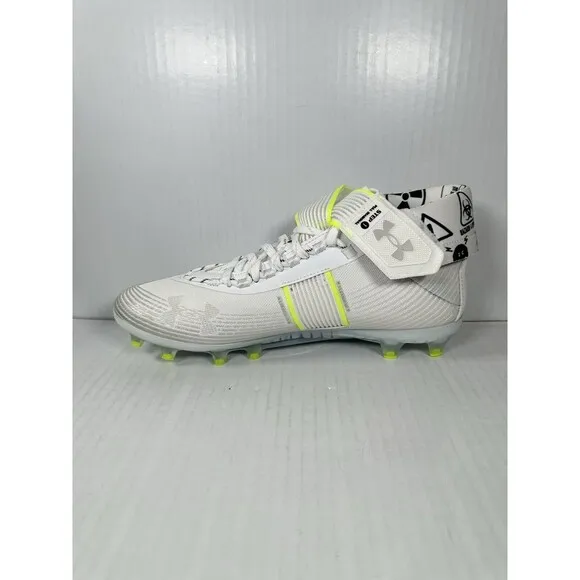 Size 10.5 Mens Under Armour Highlight MC Football Cleats White/Silver NEW