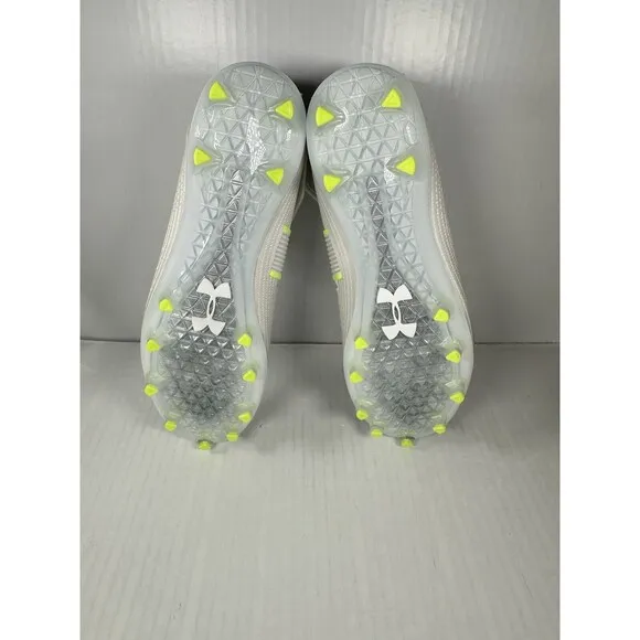 Size 10.5 Mens Under Armour Highlight MC Football Cleats White/Silver NEW