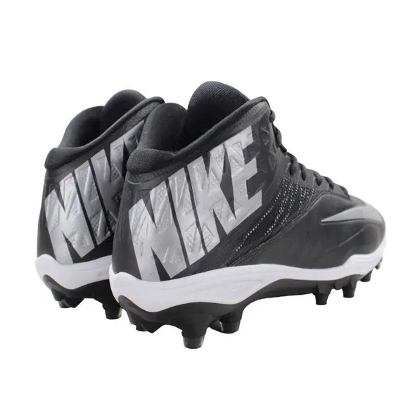 Size 12 Nike Zoom Code Elite 3/4 Mid Football Cleats Black Metallic Silver