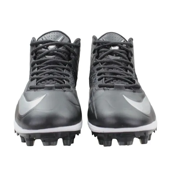 Size 12 Nike Zoom Code Elite 3/4 Mid Football Cleats Black Metallic Silver