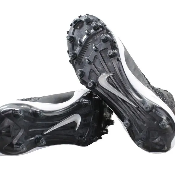 Size 12 Nike Zoom Code Elite 3/4 Mid Football Cleats Black Metallic Silver