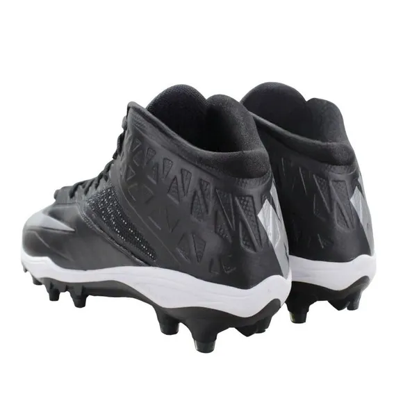 Size 12 Nike Zoom Code Elite 3/4 Mid Football Cleats Black Metallic Silver