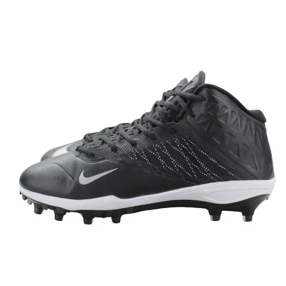 Size 12 Nike Zoom Code Elite 3/4 Mid Football Cleats Black Metallic Silver
