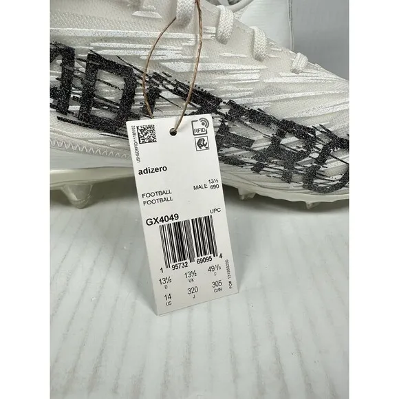 Size 14 Men’s Adidas Adizero Molded Football Cleats White Black GX4049 NEW