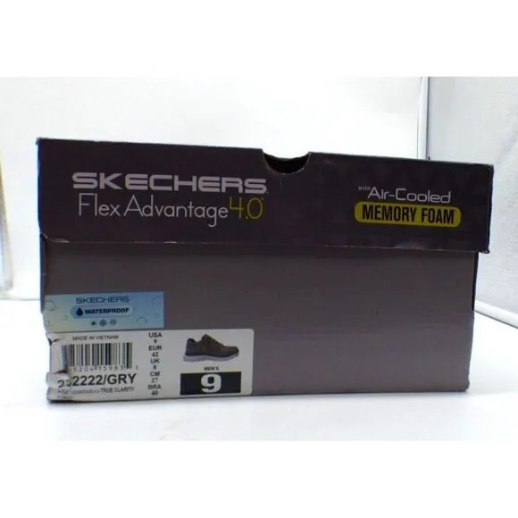 Skechers Men’s Flex Advantage 4.0 True Clarity MEMORY FOAM Sneakers, Sz. 9, Gray