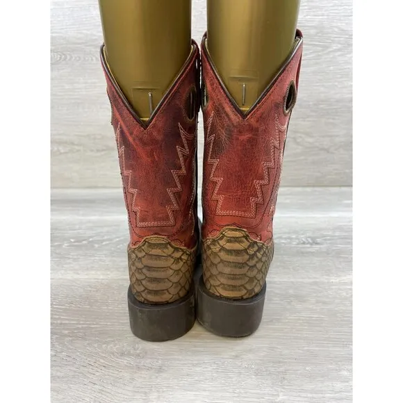 Smoky Mountain 3072C Kids 1 Brown Leather Square Toe Pull-On Western Cowboy Boot