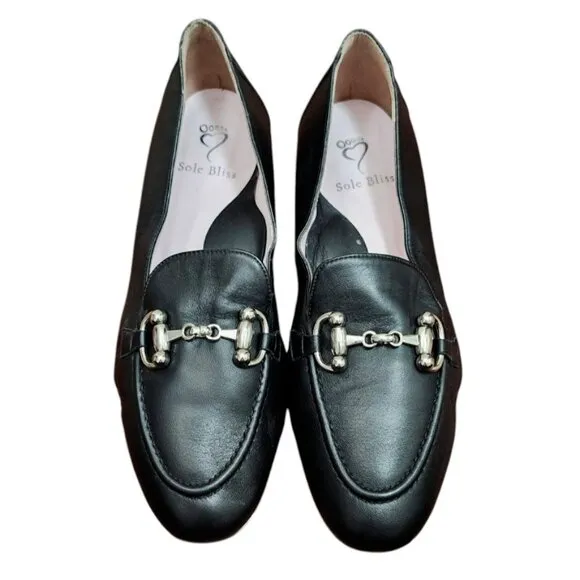 sole bliss loafers flats leather black womens Size EU 41/US 10.5