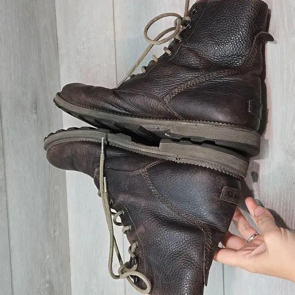Sorel Men's Ankle Brown Leather Boots Shoes Sz 11.5