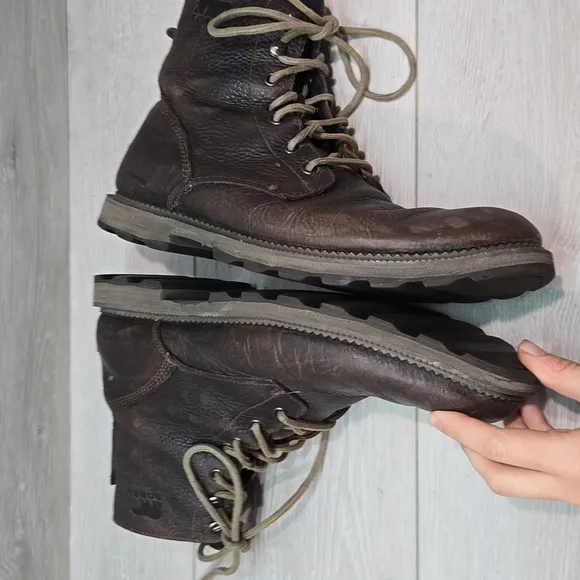 Sorel Men's Ankle Brown Leather Boots Shoes Sz 11.5