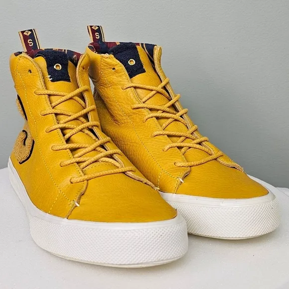 Sperry Men's Striper II High Top 85th Anniversary Shoes Leather Yellow sz 10