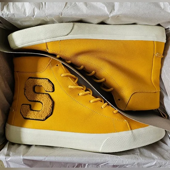 Sperry Men's Striper II High Top 85th Anniversary Shoes Leather Yellow sz 10