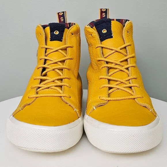 Sperry Men's Striper II High Top 85th Anniversary Shoes Leather Yellow sz 10