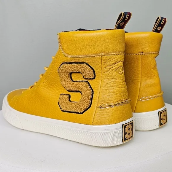 Sperry Men's Striper II High Top 85th Anniversary Shoes Leather Yellow sz 10