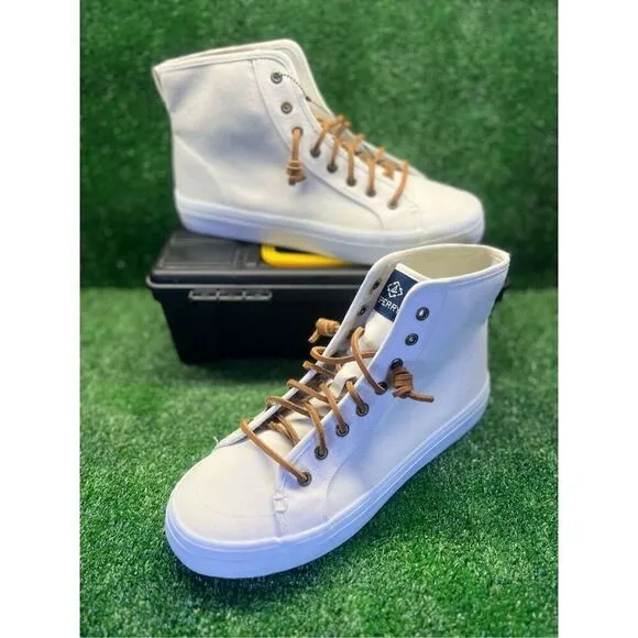 Sperry Size 10 CREST HIGH TOP White Fabric Sneakers Women's Shoes