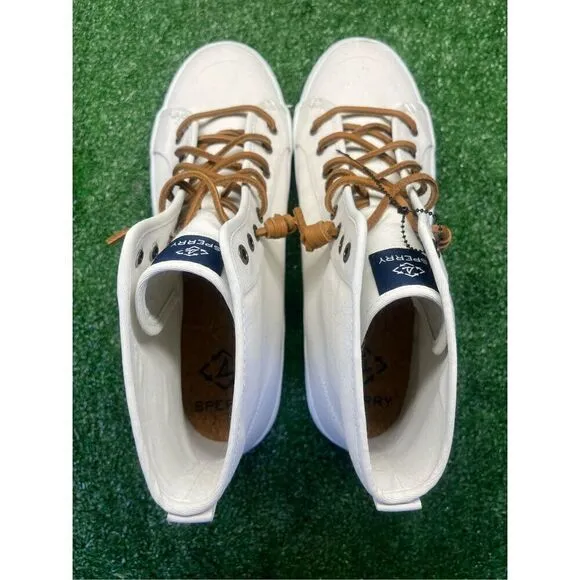 Sperry Size 10 CREST HIGH TOP White Fabric Sneakers Women's Shoes