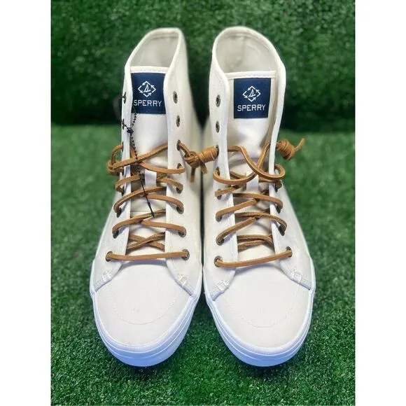 Sperry Size 10 CREST HIGH TOP White Fabric Sneakers Women's Shoes