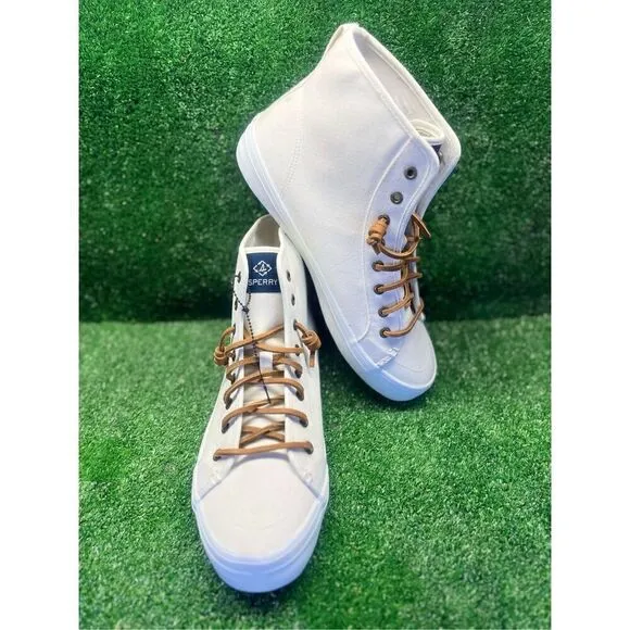 Sperry Size 10 CREST HIGH TOP White Fabric Sneakers Women's Shoes