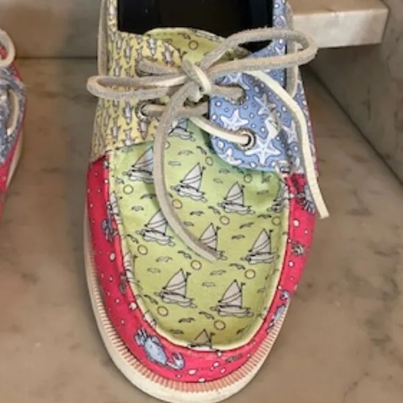 SPERRY TOP-SIDER VINEYARD VINES Heritage Patchwork Boat Shoe Fabric Print 7