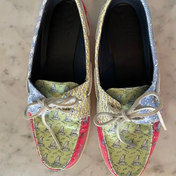 SPERRY TOP-SIDER VINEYARD VINES Heritage Patchwork Boat Shoe Fabric Print 7