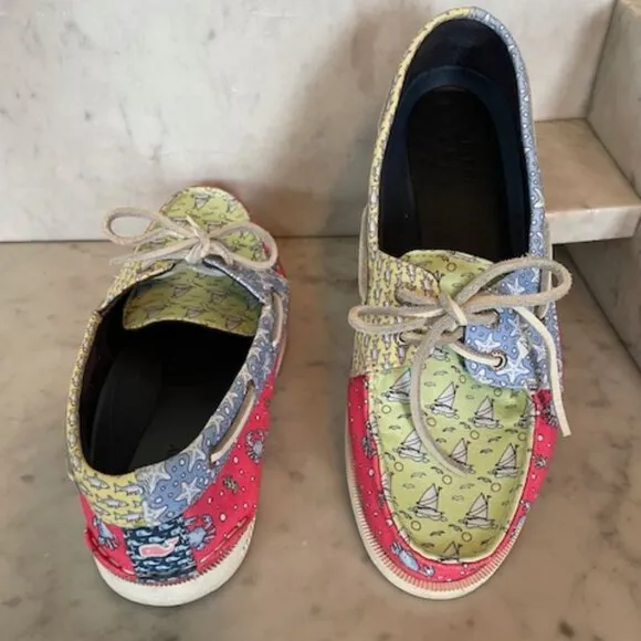 SPERRY TOP-SIDER VINEYARD VINES Heritage Patchwork Boat Shoe Fabric Print 7