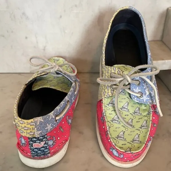 SPERRY TOP-SIDER VINEYARD VINES Heritage Patchwork Boat Shoe Fabric Print 7