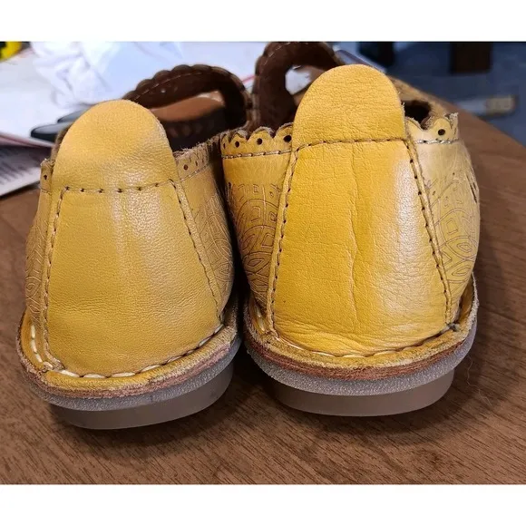 Spring Step Brandal 38/7.5 Slip-On Women 9 Yellow Leather Open Toe Comfort Shoes