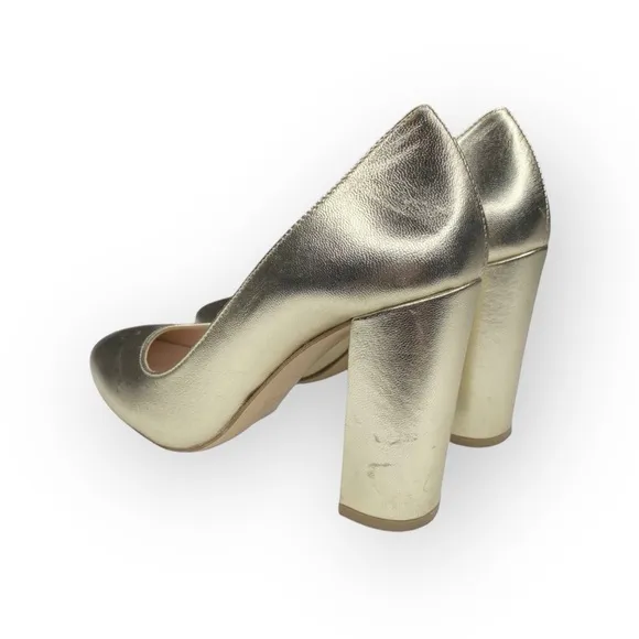 Summit White Mountain ᪥ Aggie Round Chunky Heels Pumps Shoes ᪥ Gold ᪥ 39 8.5M 9M