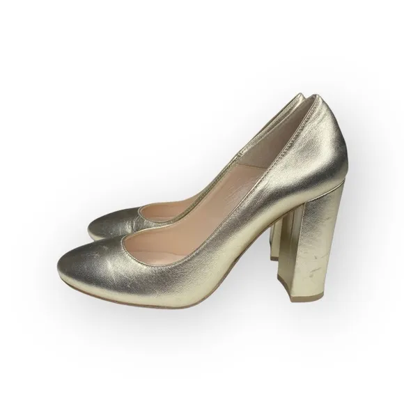 Summit White Mountain ᪥ Aggie Round Chunky Heels Pumps Shoes ᪥ Gold ᪥ 39 8.5M 9M