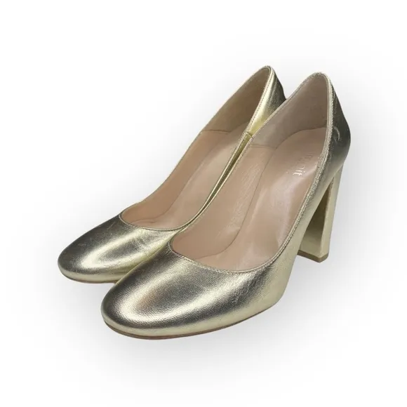 Summit White Mountain ᪥ Aggie Round Chunky Heels Pumps Shoes ᪥ Gold ᪥ 39 8.5M 9M