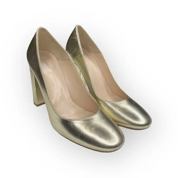 Summit White Mountain ᪥ Aggie Round Chunky Heels Pumps Shoes ᪥ Gold ᪥ 39 8.5M 9M