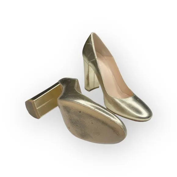 Summit White Mountain ᪥ Aggie Round Chunky Heels Pumps Shoes ᪥ Gold ᪥ 39 8.5M 9M