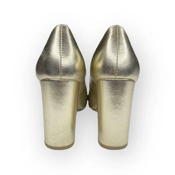 Summit White Mountain ᪥ Aggie Round Chunky Heels Pumps Shoes ᪥ Gold ᪥ 39 8.5M 9M