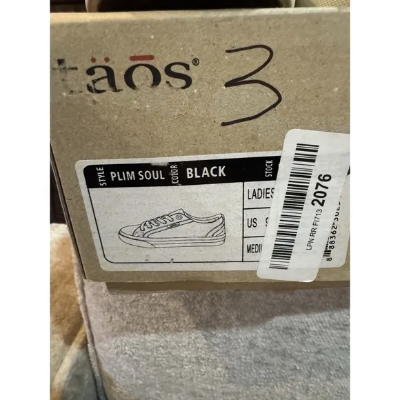 Taos Plim Soul Sneakers Women's US 9 Black White Canvas Lace-up Shoes Comfort