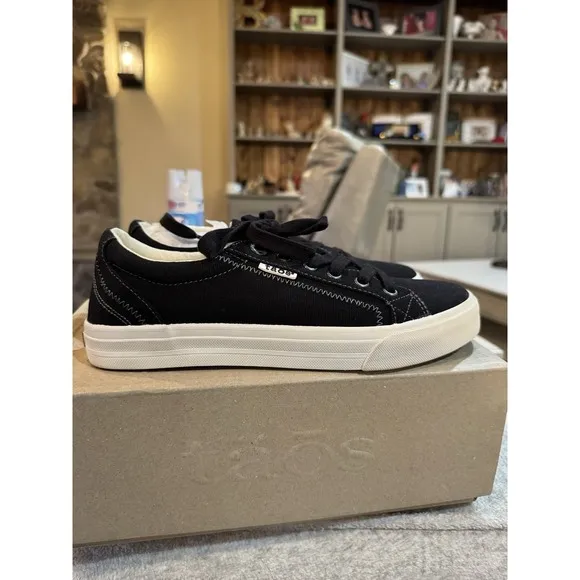 Taos Plim Soul Sneakers Women's US 9 Black White Canvas Lace-up Shoes Comfort