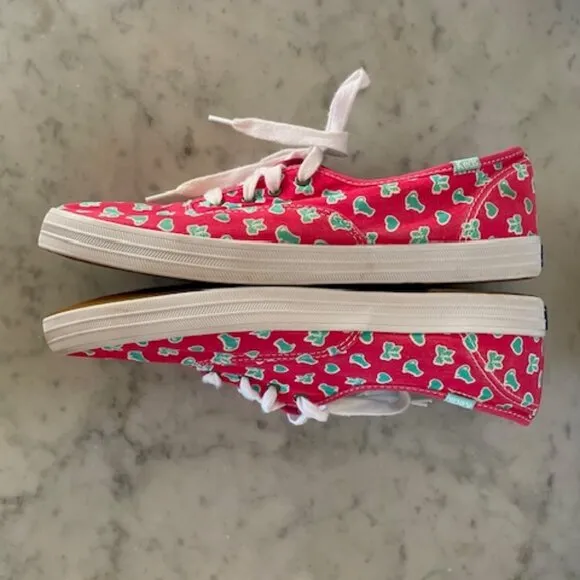 TAYLOR SWIFT KEDS Favorite Things Bows &amp; Cats Print Pink Blue Sneakers 9…