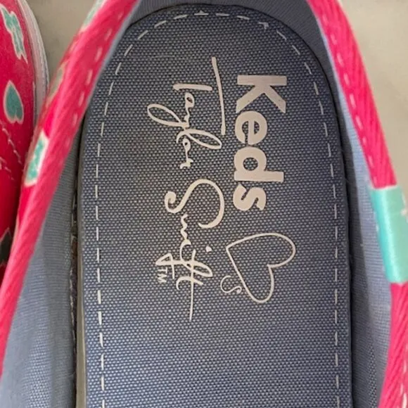 TAYLOR SWIFT KEDS Favorite Things Bows &amp; Cats Print Pink Blue Sneakers 9…