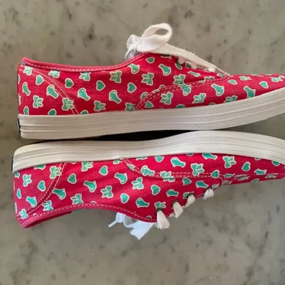 TAYLOR SWIFT KEDS Favorite Things Bows &amp; Cats Print Pink Blue Sneakers 9…
