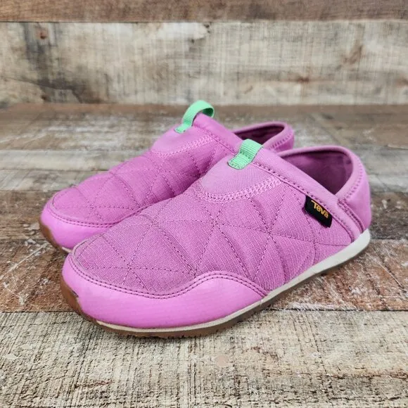 Teva ReEmber Mocassin Youth Girl Sz 1 Pink Outdoor Quilted Slip On Comfort Shoes