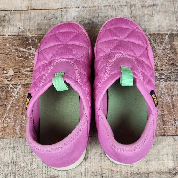 Teva ReEmber Mocassin Youth Girl Sz 1 Pink Outdoor Quilted Slip On Comfort Shoes