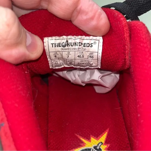 The Hundreds Men size 8.5 Red logo Sneakers Skateboarding High Top Shoes Classic