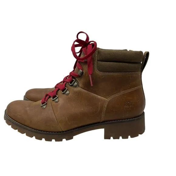 Timberland 11 Ellendale Mid Hiker Boot Wheat Brown Red Full Grain Womens